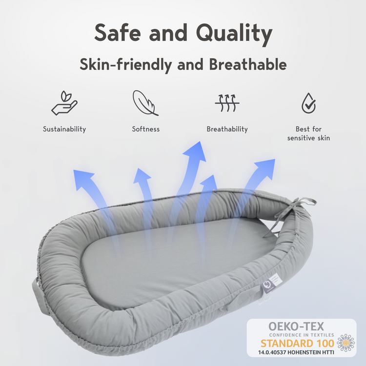 Premium Portable Adjustable Classic Baby Lounger - Cotton-SlateGray