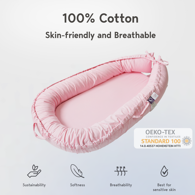 Premium Portable Adjustable Classic Baby Lounger - Cotton-MistyRose