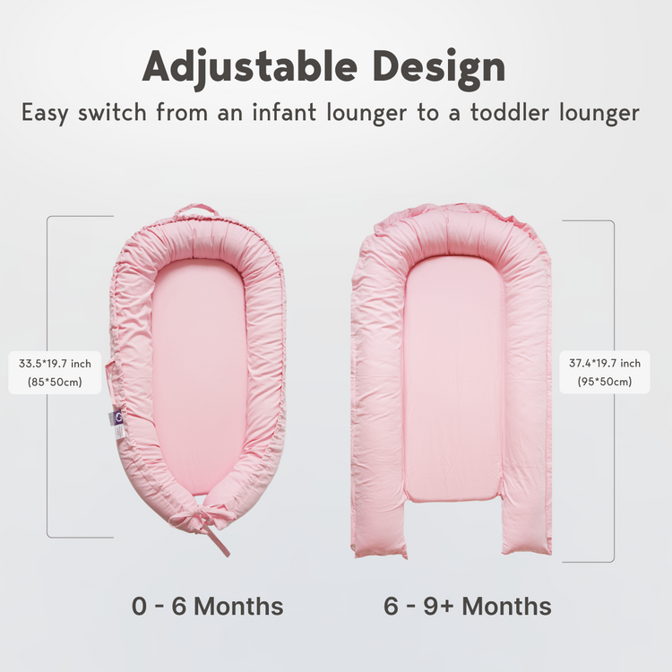 Premium Portable Adjustable Classic Baby Lounger - Cotton-MistyRose