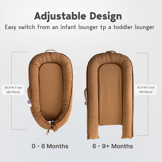 Premium Portable Adjustable Classic Baby Lounger - Cotton-GoldenBrown