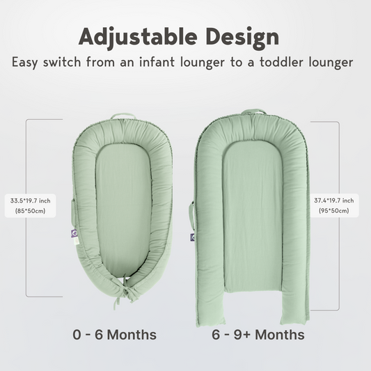 Premium Portable Adjustable Infant Lounger - Cotton-SpringGreen