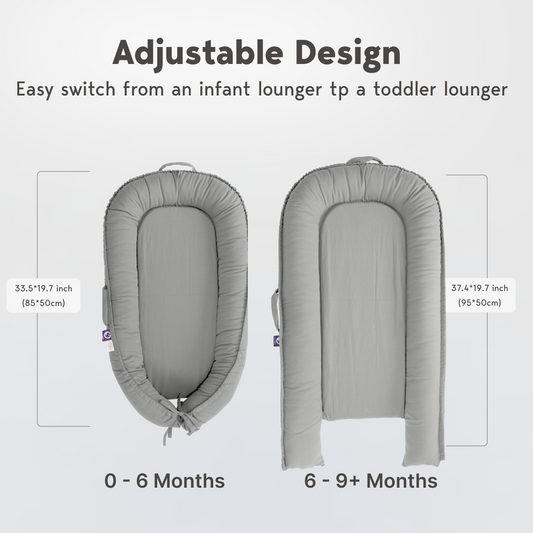 Premium Portable Adjustable Classic Baby Lounger - Cotton-SlateGray