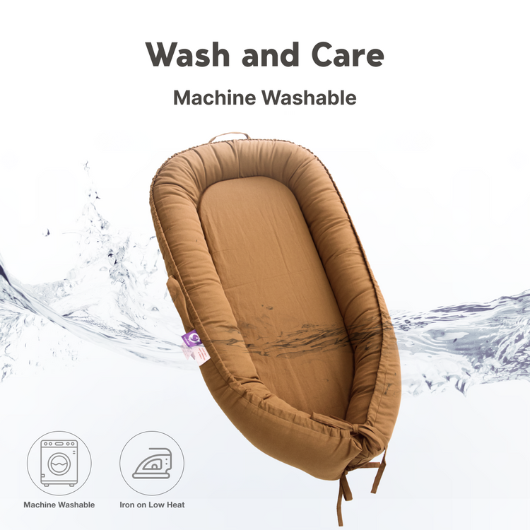 Premium Portable Adjustable Classic Baby Lounger - Cotton-GoldenBrown