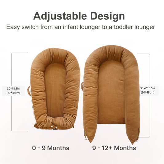 CooCooBaby Deluxe Baby Lounger - Corduroy Cotton -GoldenBrown