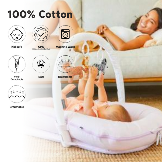 CooCooBaby Deluxe Baby Lounger - Cotton-MistyGreen