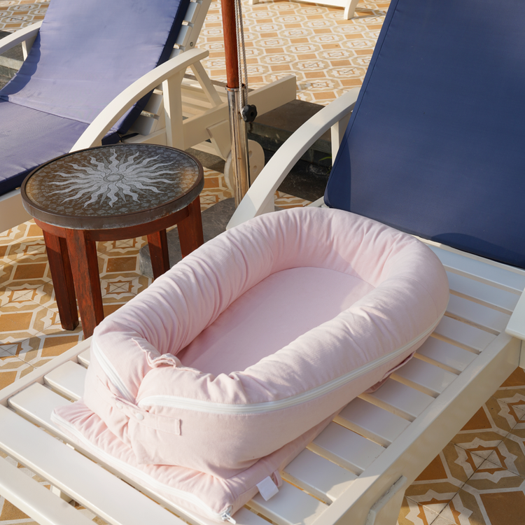 CooCooBaby Deluxe Baby Lounger - Corduroy Cotton-MistyRose