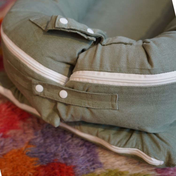 CooCooBaby Deluxe Baby Lounger - Corduroy Cotton-SageGreen