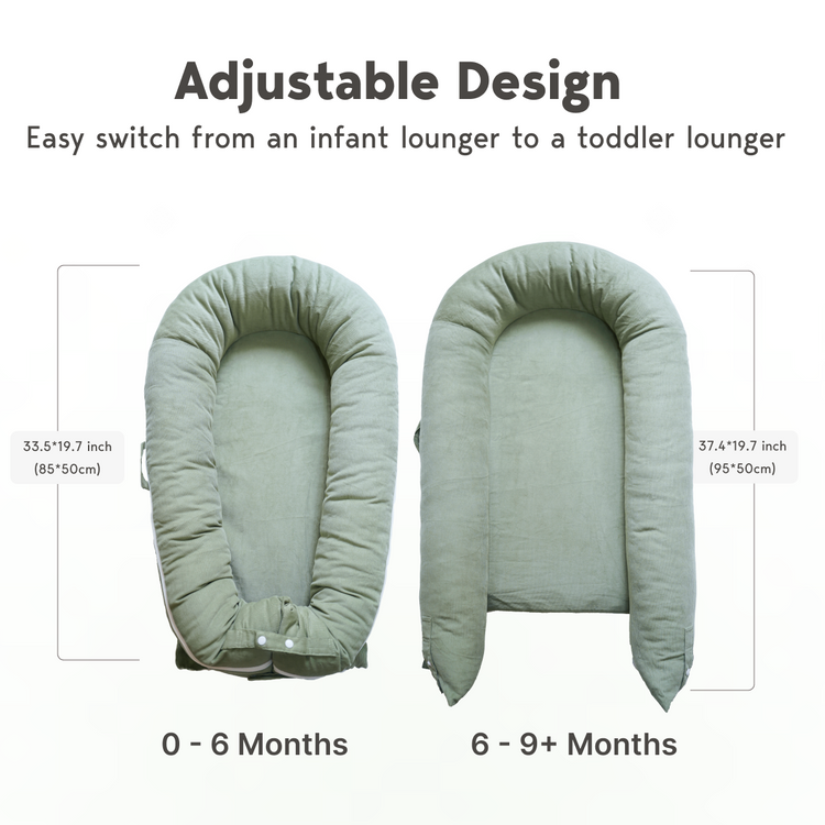 CooCooBaby Deluxe Baby Lounger - Corduroy Cotton-SageGreen