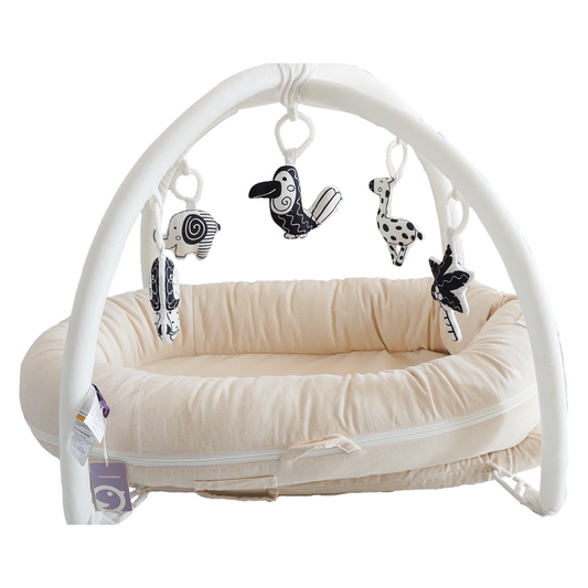 CooCooBaby Deluxe Infant Lounger&Toys Set (CreamyWhite)