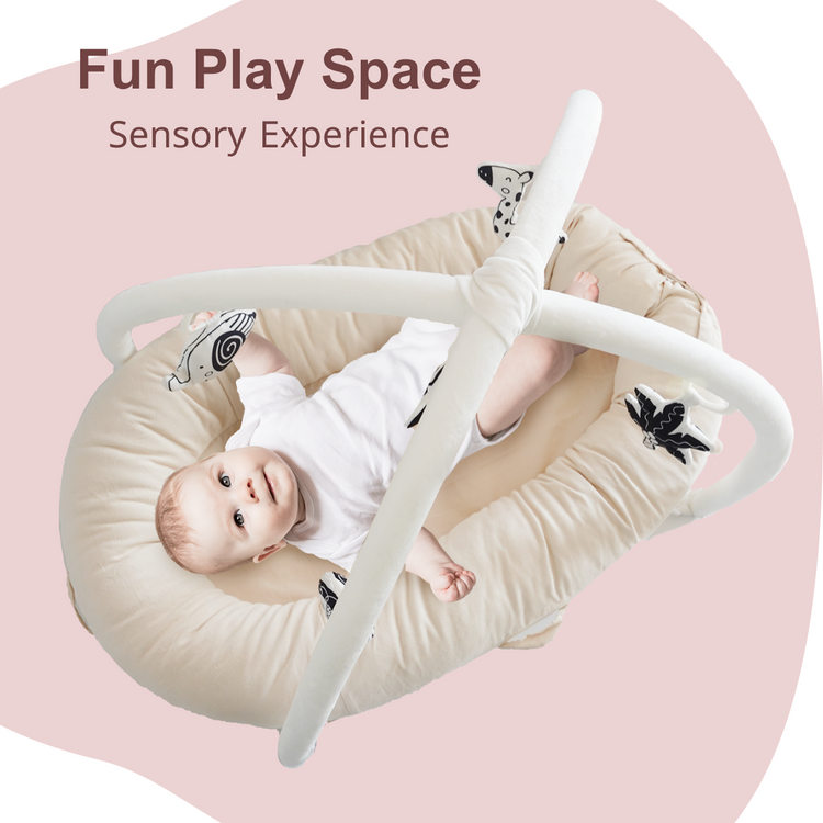 CooCooBaby Deluxe Infant Lounger&Toys Set (CreamyWhite)