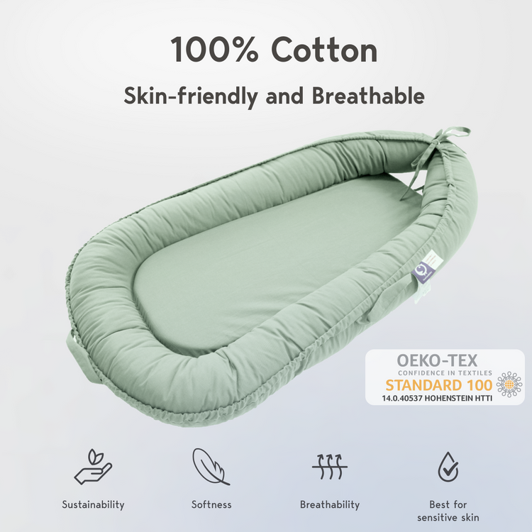 Premium Portable Adjustable Infant Lounger - Cotton-SpringGreen