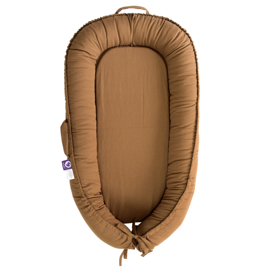 Premium Portable Adjustable Classic Baby Lounger - Cotton-GoldenBrown