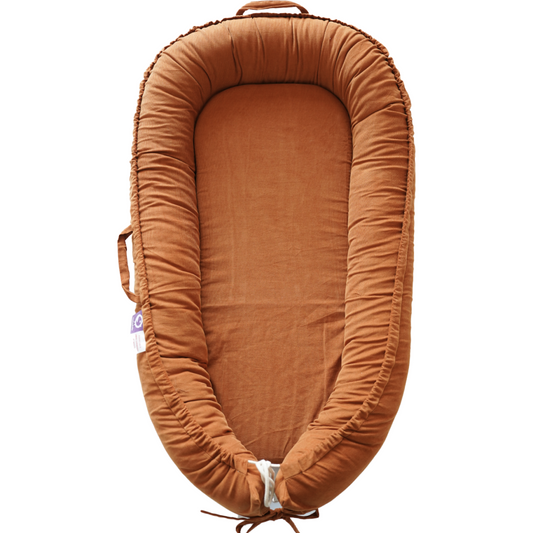 Premium Portable Adjustable Classic Baby Lounger - Corduroy Cotton -GoldenBrown