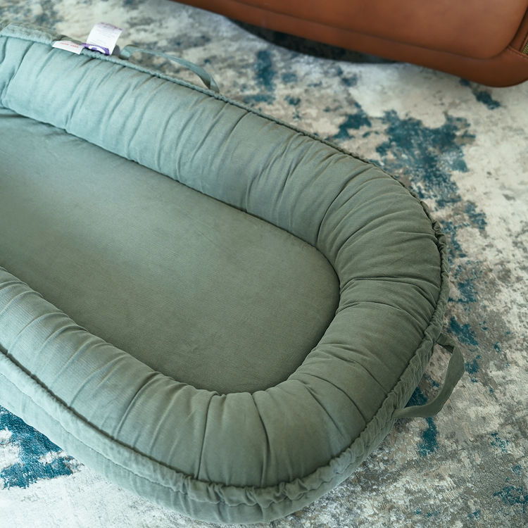 Premium Portable Adjustable Classic Baby Lounger - Corduroy-SageGreen