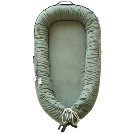 Premium Portable Adjustable Classic Baby Lounger - Corduroy Cotton -SageGreen