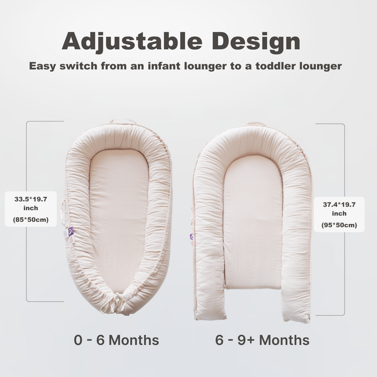 Premium Portable Adjustable Classic Baby Lounger - Corduroy Cotton-CreamyWhite