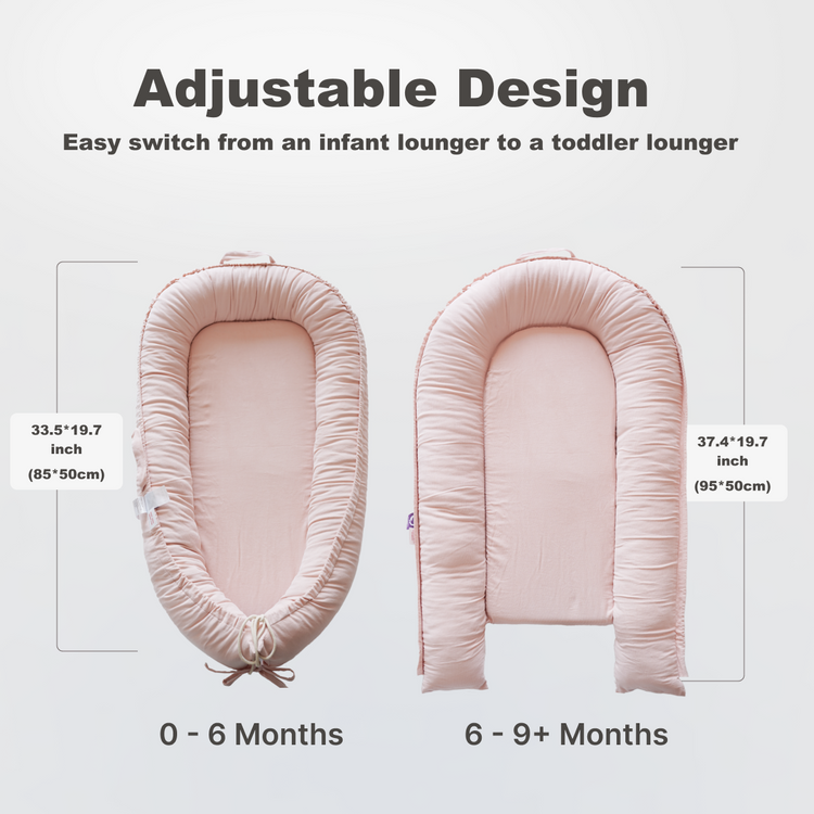 Premium Portable Adjustable Classic Baby Lounger - Corduroy Cotton -MistyRose