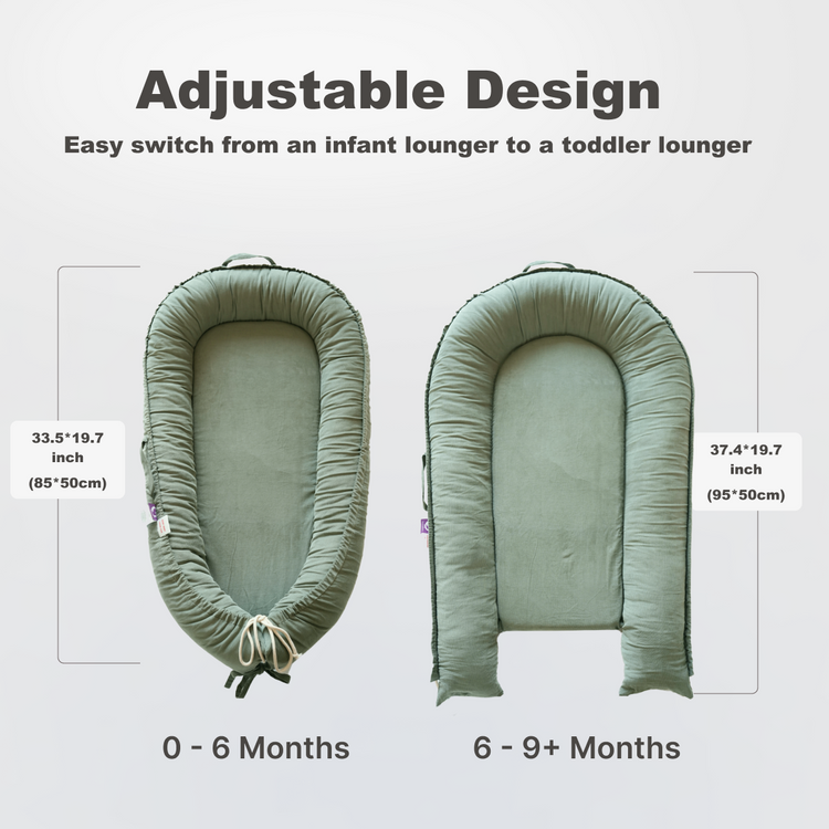 Premium Portable Adjustable Classic Baby Lounger - Corduroy-SageGreen